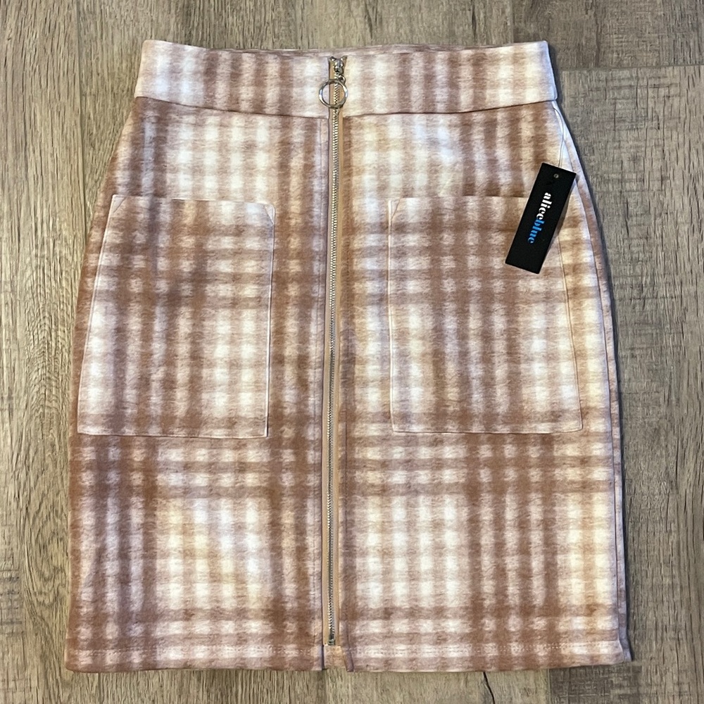 Alice Blue S Suede Plaid Skirt